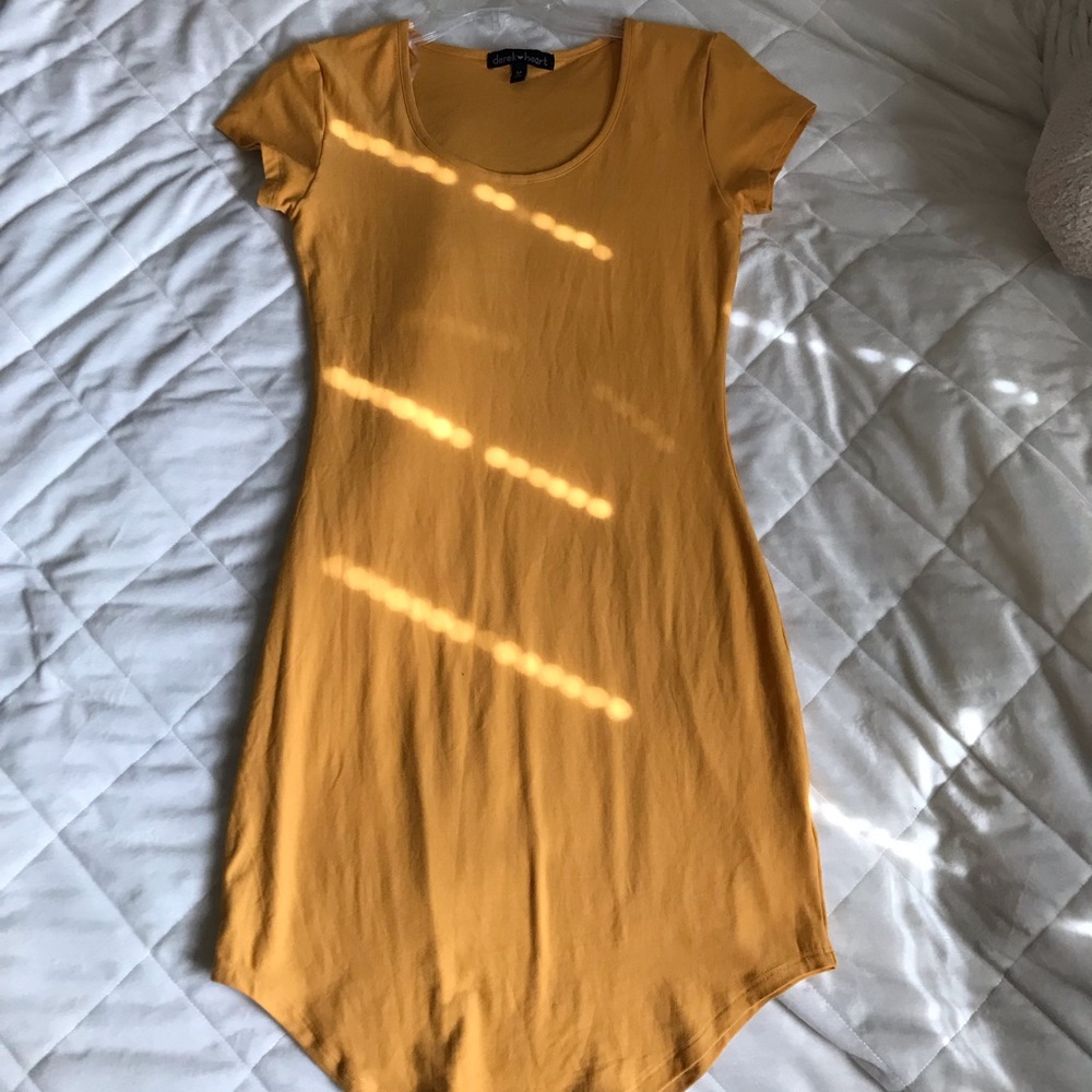 Yellow Derek heart bodycon dress